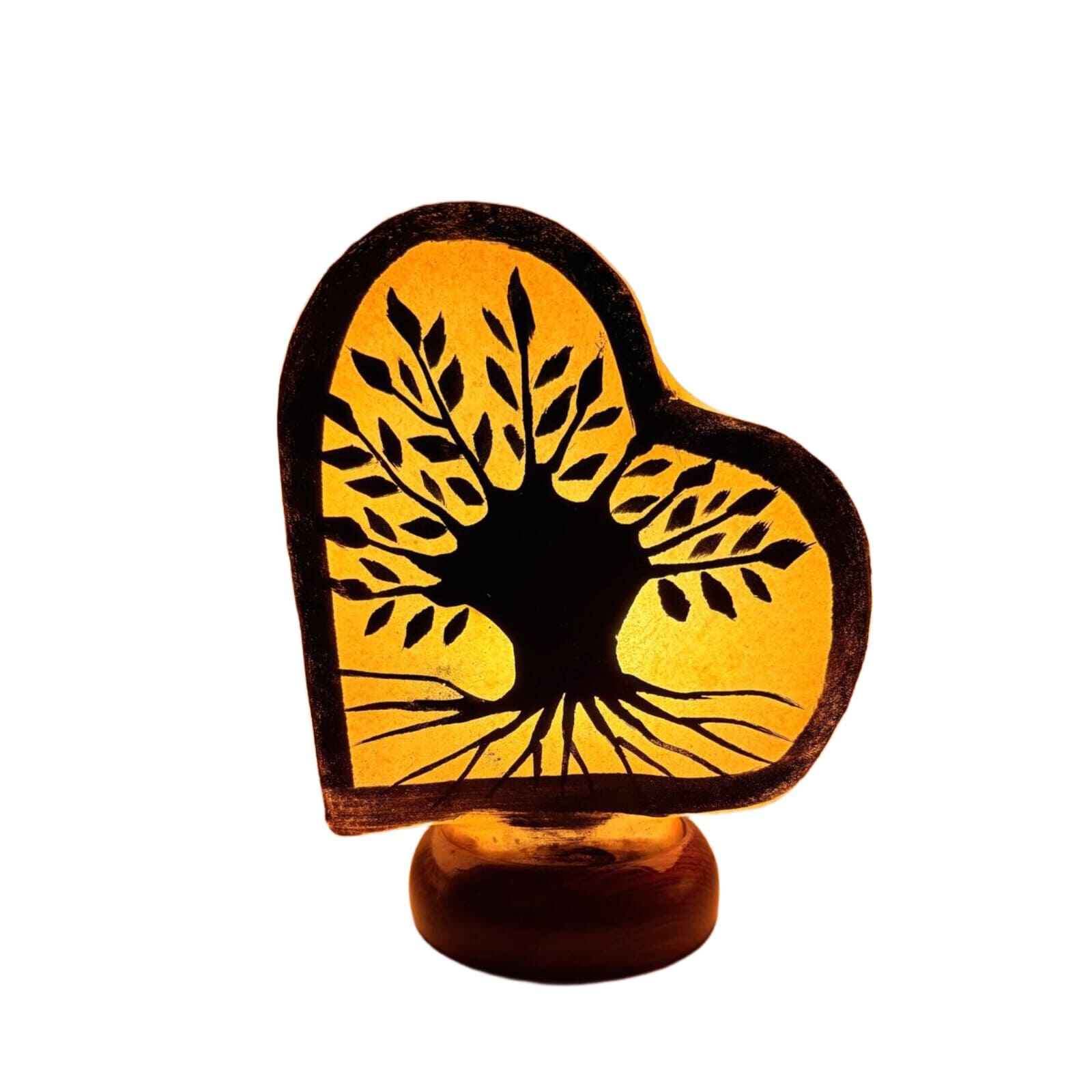 Lampada a forma di cuore con albero della vita in pelle di cammello